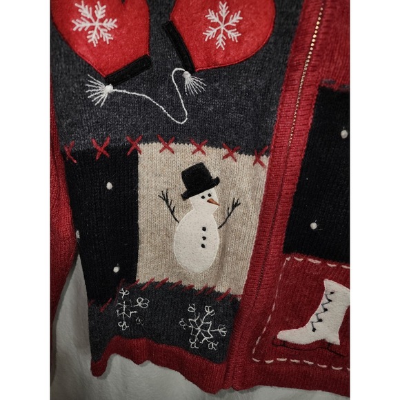 Croft &‎ Barrow Petite Medium Zipper Sweater Cardigan Christmas winter - Picture 2 of 5